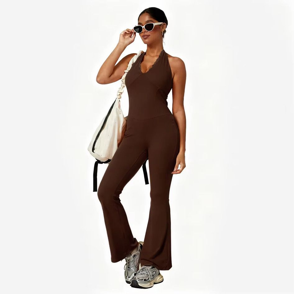 One Piece Lace Vneck Jumpsuit