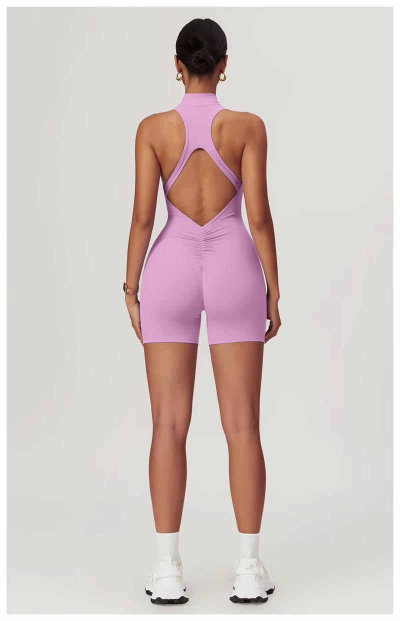 Sleeveless Half-Zip Yoga Romper