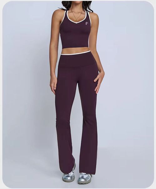 2-Piece Contrast Trim High-Waist Yoga Set