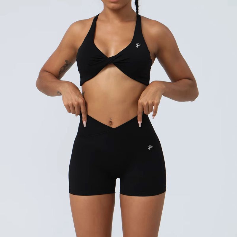 Strapless Cross Sports Bra & Short 2-Piece Set
