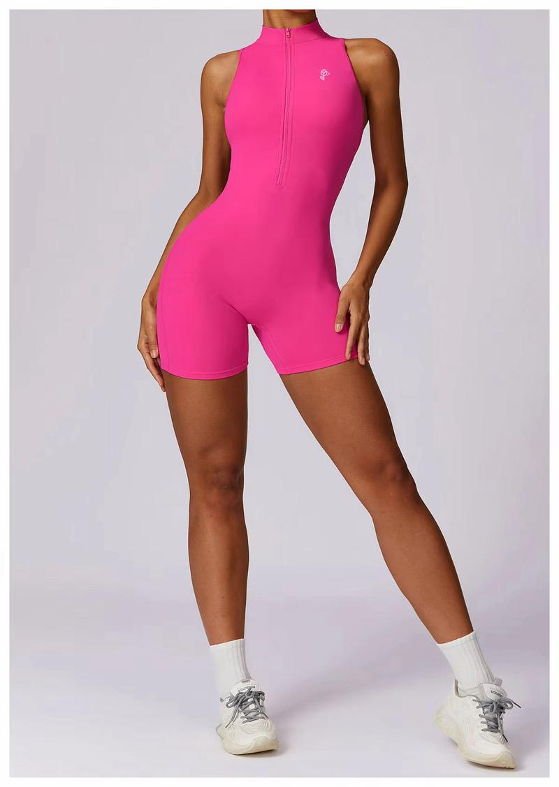 Sleeveless Half-Zip Yoga Romper