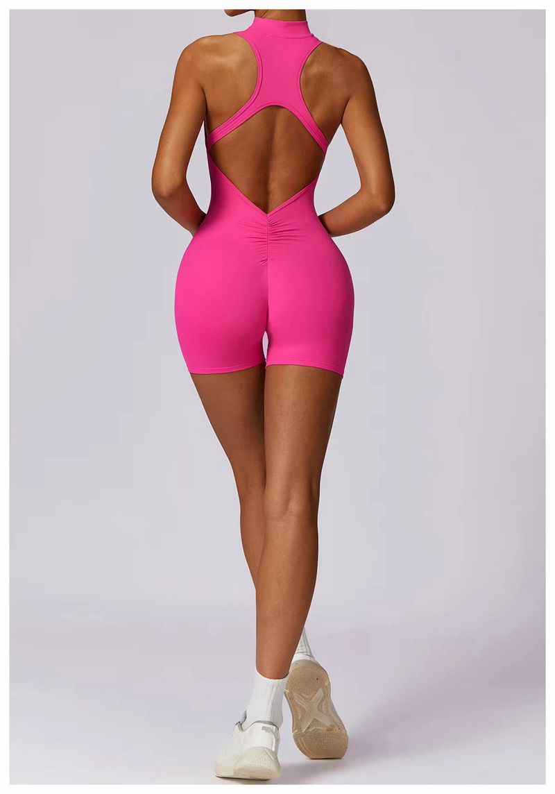 Sleeveless Half-Zip Yoga Romper