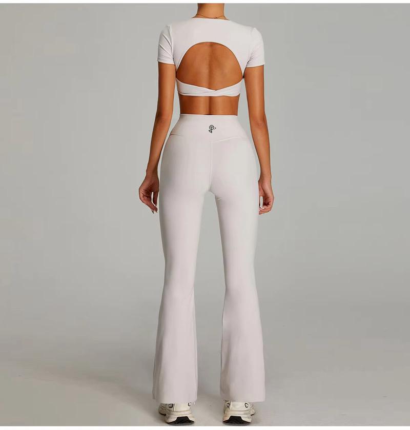 Cross-Front Crop Top & Flare Leggings Set