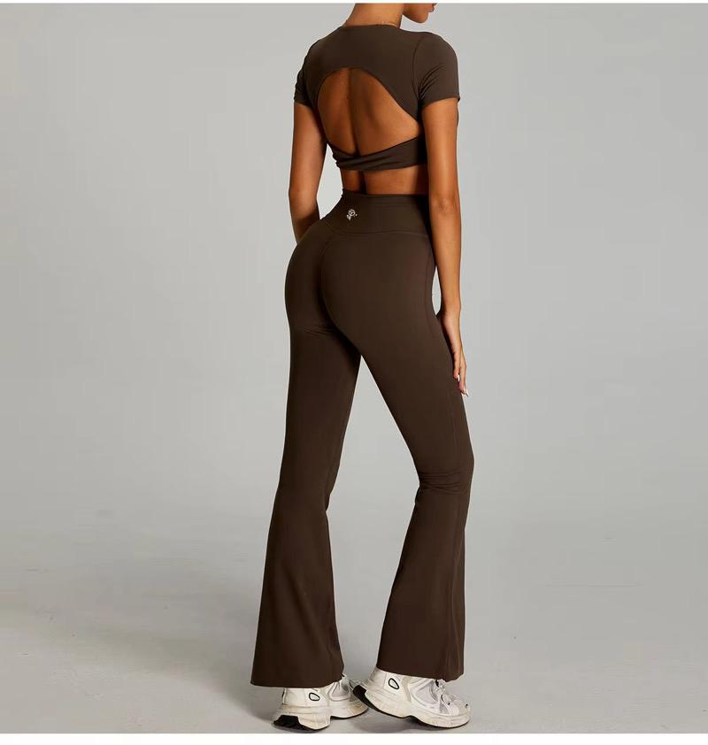 Cross-Front Crop Top & Flare Leggings Set