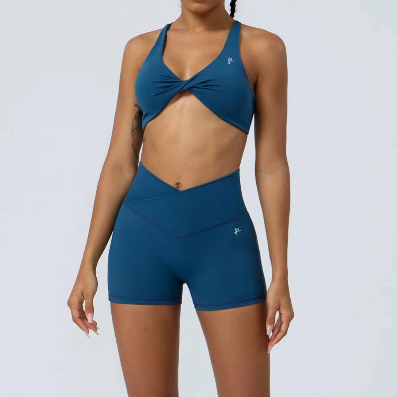 Strapless Cross Sports Bra & Short 2-Piece Set