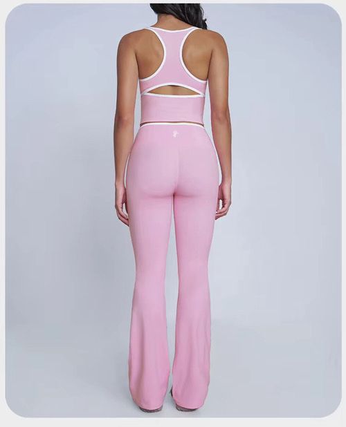 2-Piece Contrast Trim High-Waist Yoga Set