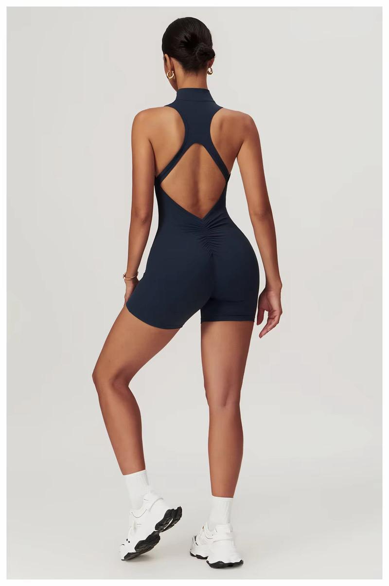 Sleeveless Half-Zip Yoga Romper