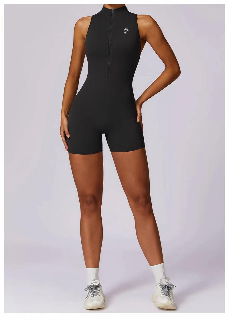 Sleeveless Half-Zip Yoga Romper