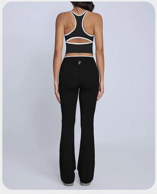 2-Piece Contrast Trim High-Waist Yoga Set