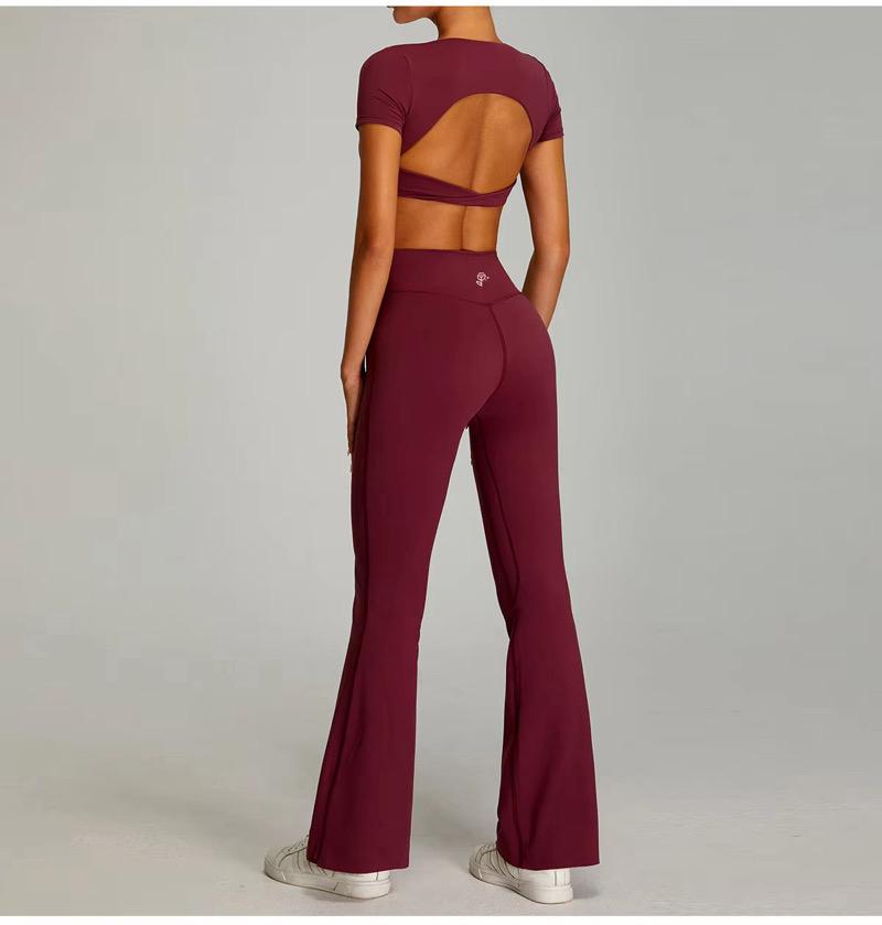 Cross-Front Crop Top & Flare Leggings Set