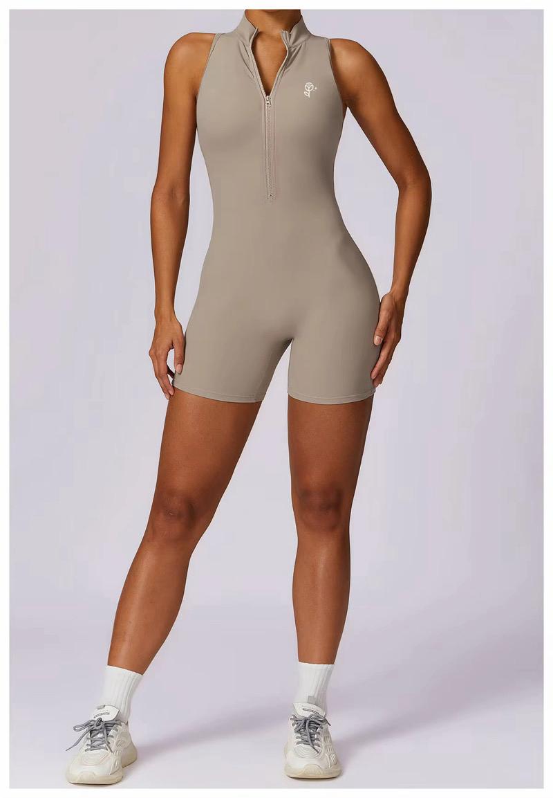 Sleeveless Half-Zip Yoga Romper