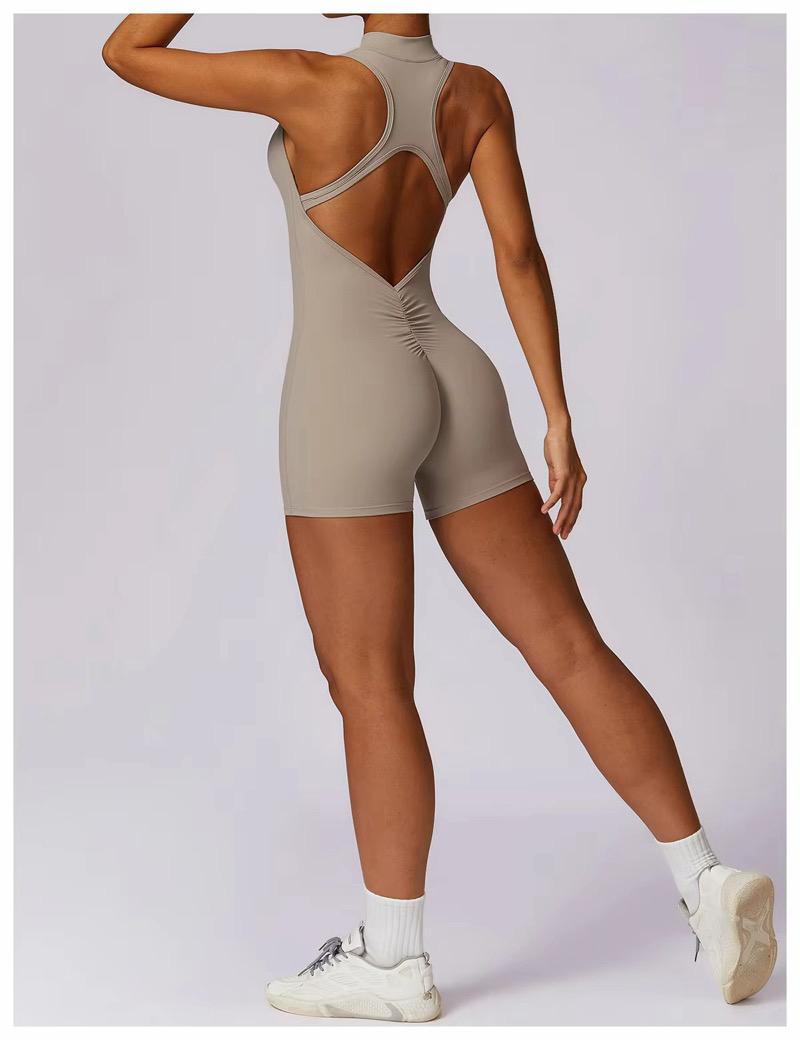 Sleeveless Half-Zip Yoga Romper