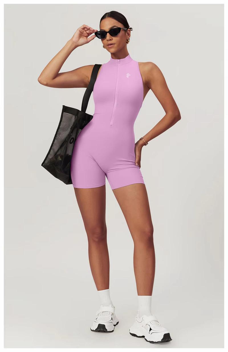 Sleeveless Half-Zip Yoga Romper