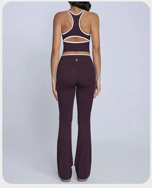 2-Piece Contrast Trim High-Waist Yoga Set