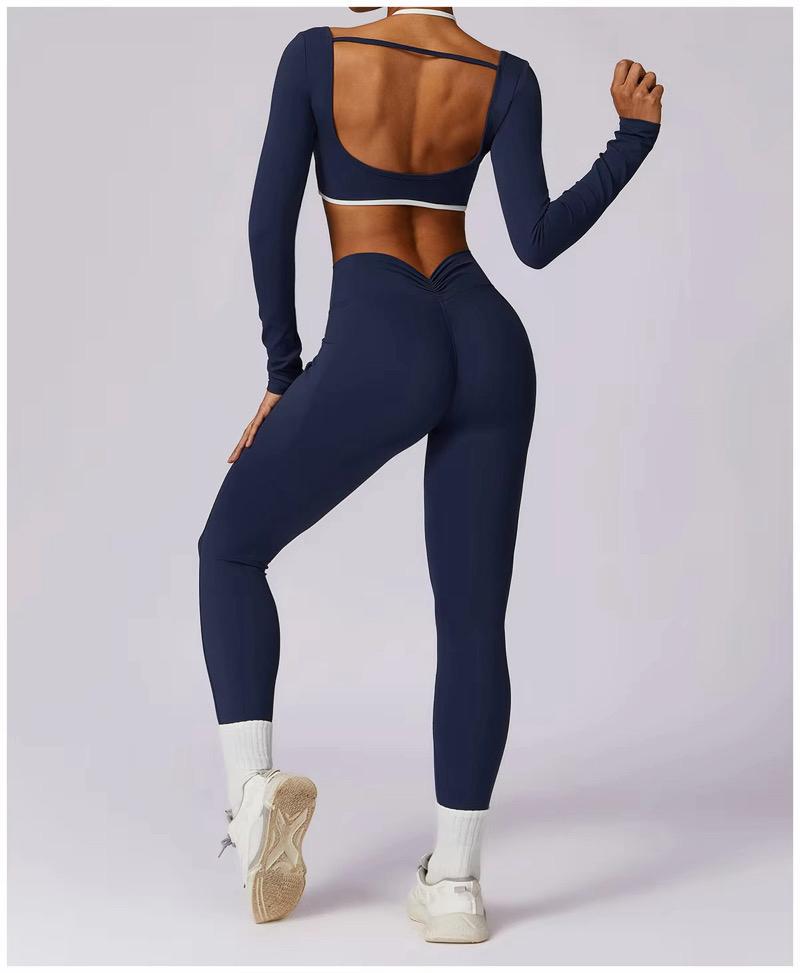 Contrast Trim Long Sleeve & Scrunch Butt Leggings Set