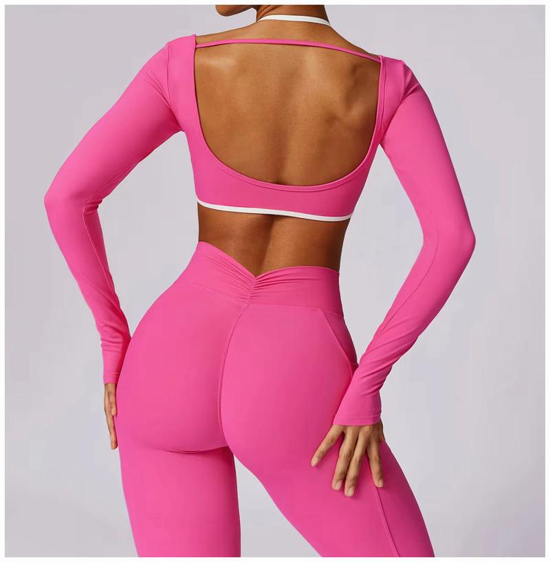 Contrast Trim Long Sleeve & Scrunch Butt Leggings Set