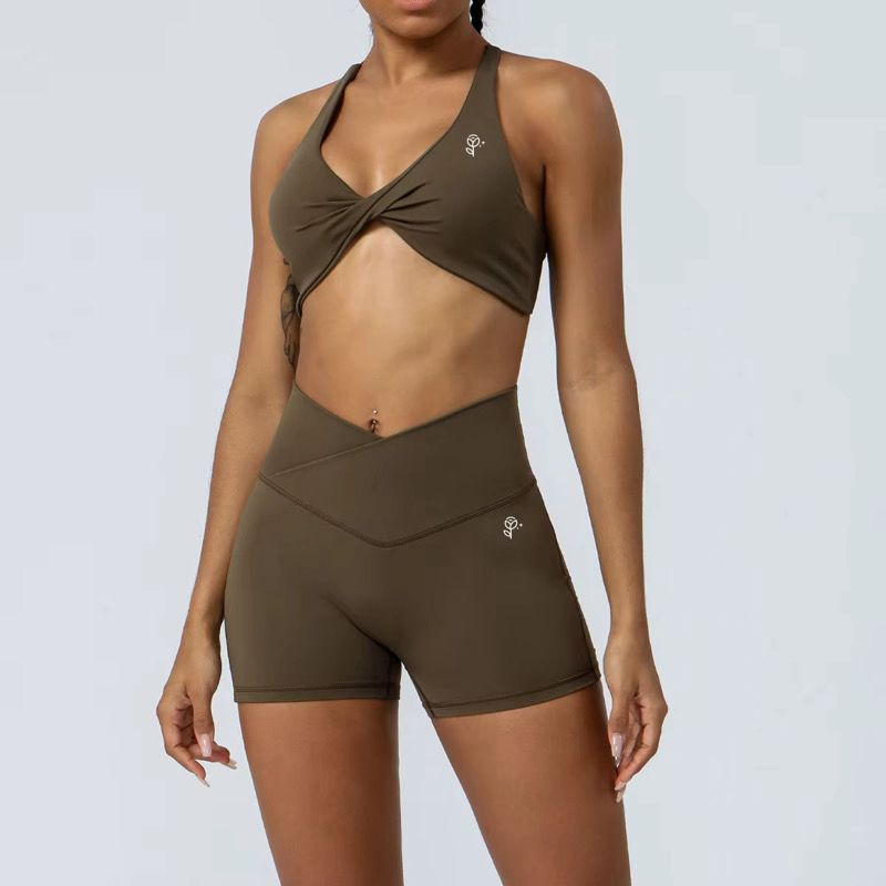 Strapless Cross Sports Bra & Short 2-Piece Set